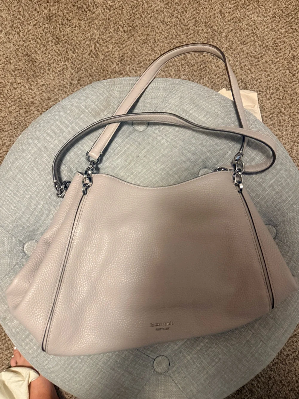 kate spade Pebbled Leather Shoulder Bag in Light Gray-Taupe